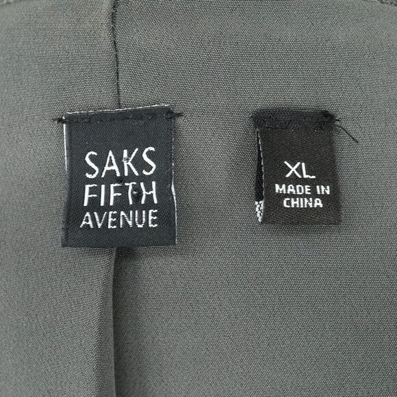 Saks Fifth Avenue Jacket Womens XL Gray Stretch Knit Ruched Sleeves Lined Blazer - Picture 3 of 16